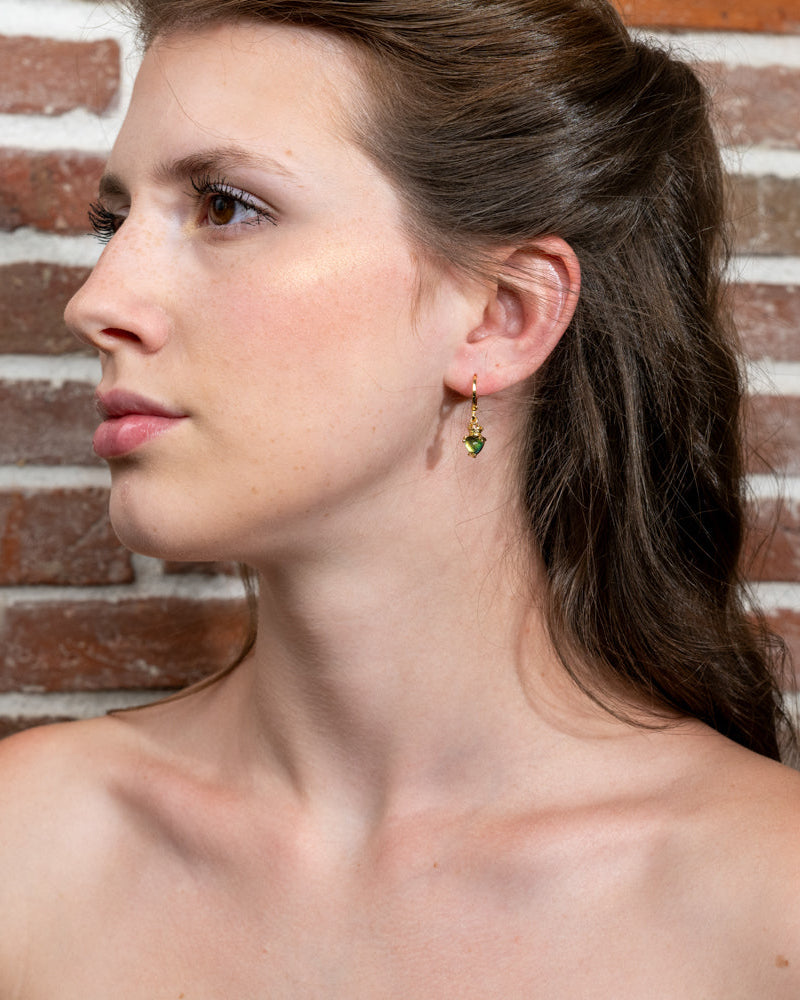 Corone Pop – Mini orecchini dorati con coroncina verde